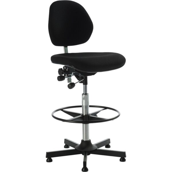 Arbetsstol hög med fotring, svart