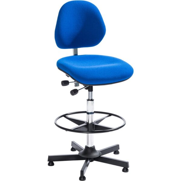 Arbetsstol hög med fotring, blå