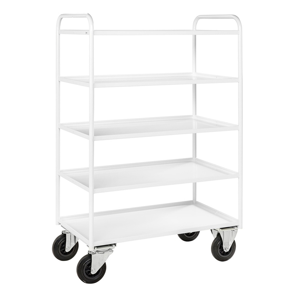 Hyllvagn 5-hyllor, raskant, 950x550 mm, vit