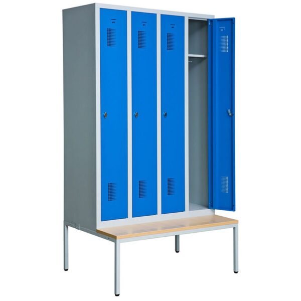 Klädskåp 2205x1200, 4-skåp, sittbänk (flera varianter)